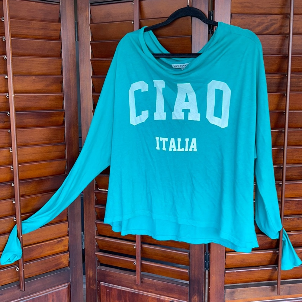 Ciao Italia WildFox garbage long sleeve tee in teal ( rare )